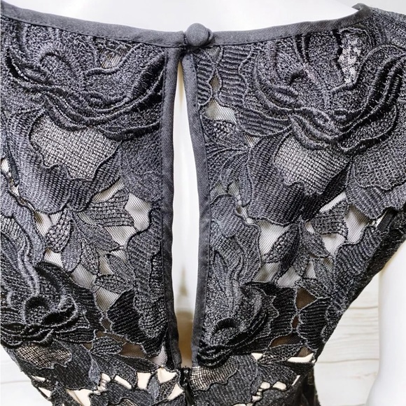 White House Black Market Womens Sheath Black floral Lace Overlay Dress Sz 2 - Picture 8 of 16